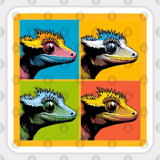 Pop Art Crested Gecko - Cool Lizard Sticker by PawPopArt